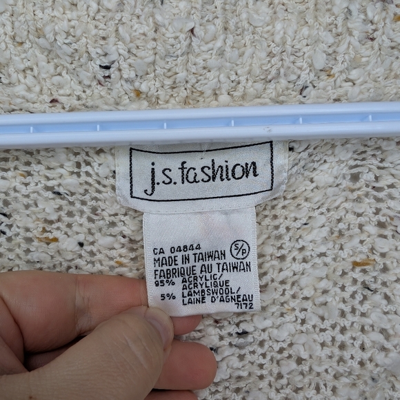 Vintage J.S. Fashion Cream White Double Button Knit Cozy Cardigan Women Small - Picture 3 of 11